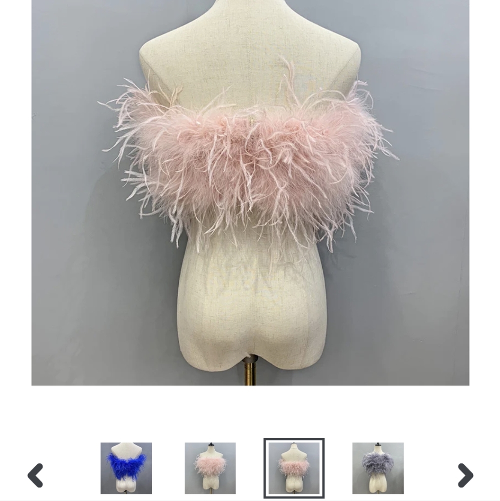 Jancoco max ostrich fur? Feather tube top